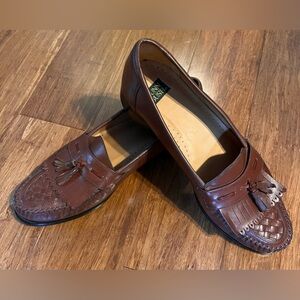 Nunn Bush 13M Mens Brown Leather Tassel Woven Pinch Toe Loafers. Worn once.